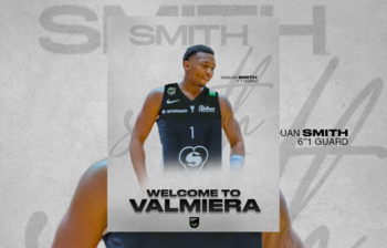 VALMIERA GLASS VIA sastāvu papildina amerikāņu aizsargs DaQuan Smith